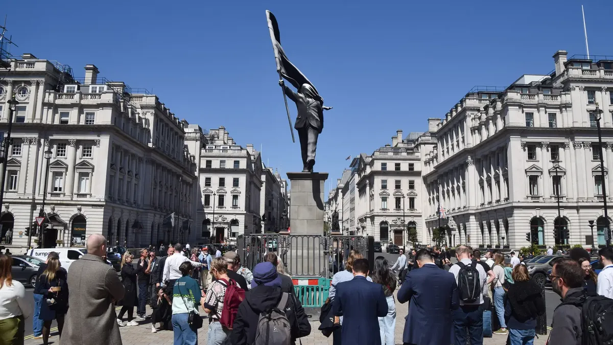 Banksy statue london: Banksy Statue in London